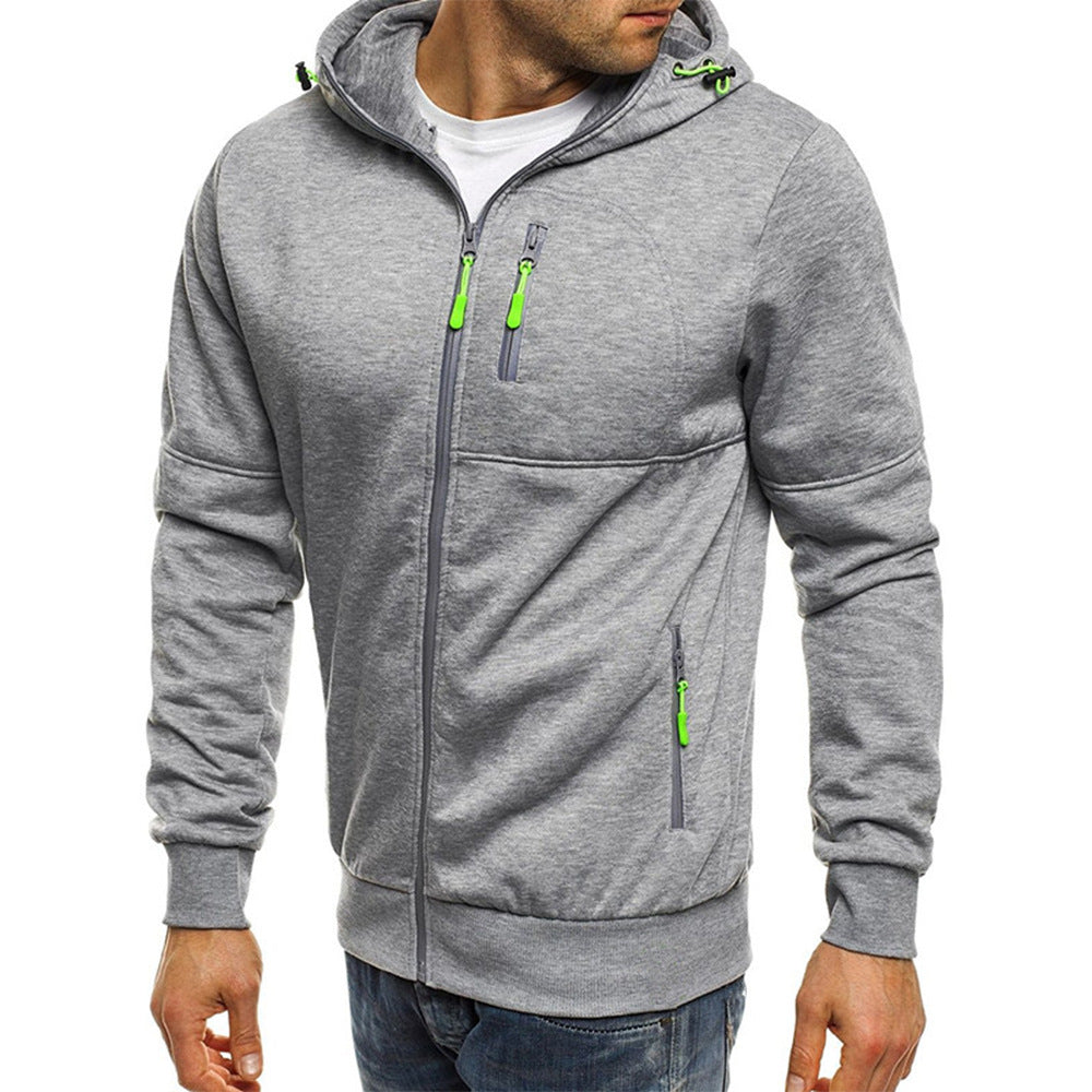 Herren-Slim-Fit-Kapuzenjacke mit durchgehendem Reißverschluss