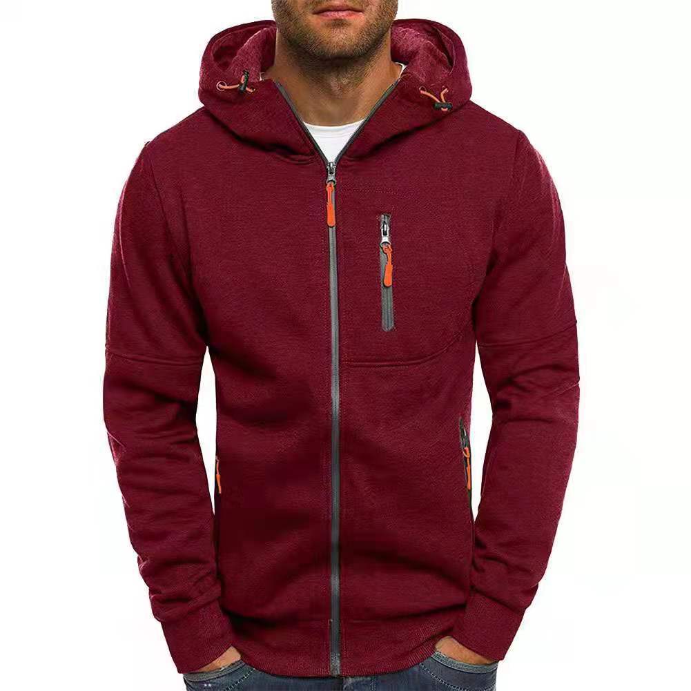 Herren-Slim-Fit-Kapuzenjacke mit durchgehendem Reißverschluss