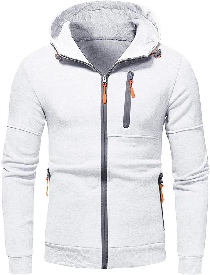 Herren-Slim-Fit-Kapuzenjacke mit durchgehendem Reißverschluss