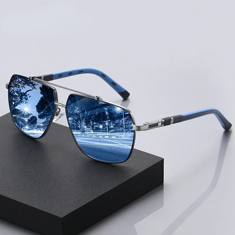 Herren-Sonnenbrille mit eckigem Rahmen und polarisierten Gläsern | Moderner Stil
