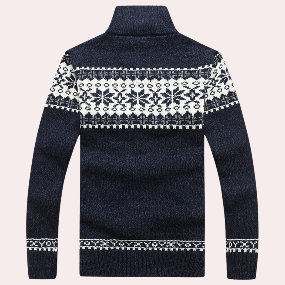 Herren-Strickjacke mit durchgehendem Reißverschluss und Muster