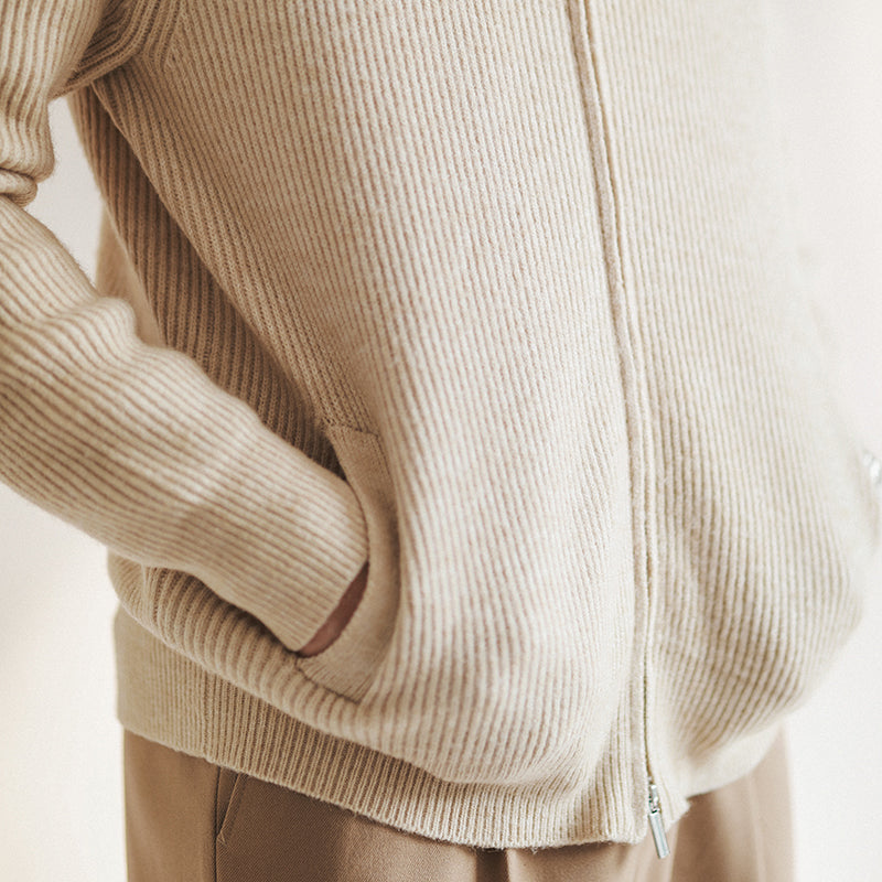 Herren-Strickjacke mit durchgehendem Reißverschluss und Rippmuster