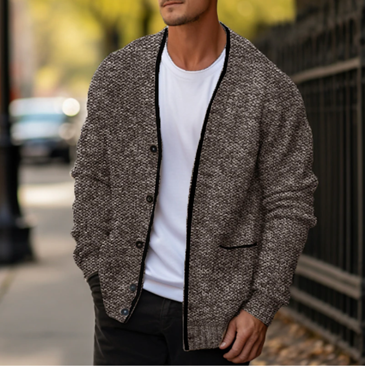 Herren-Strickjacke mit Knopfleiste