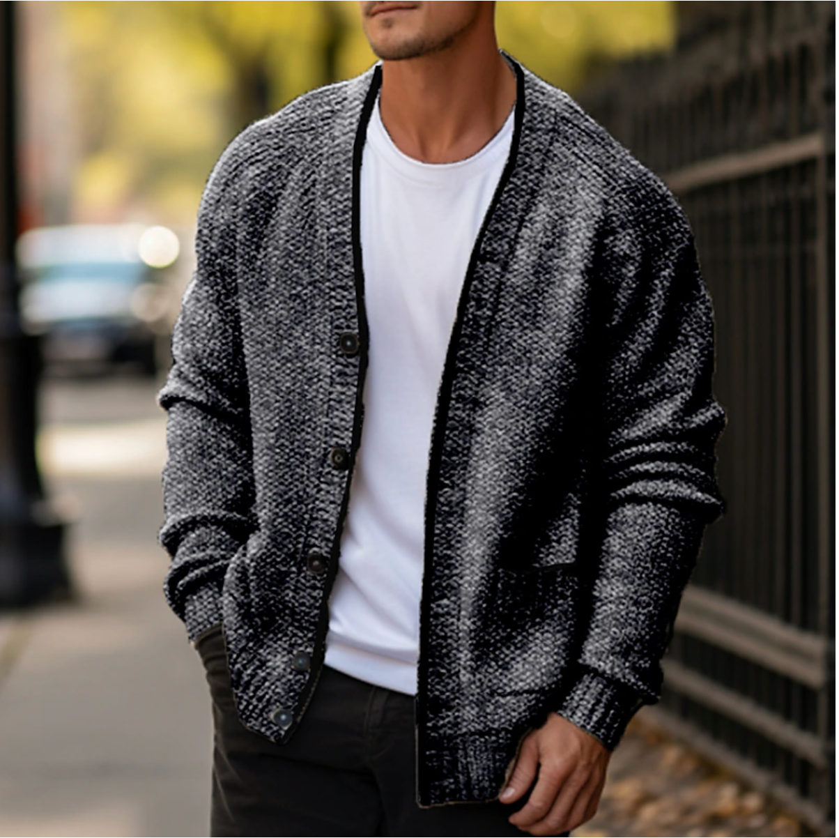 Herren-Strickjacke mit Knopfleiste