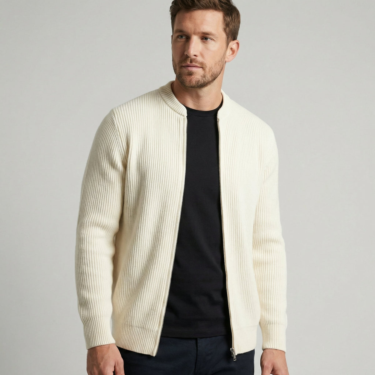 Herren-Strickjacke mit Reißverschluss