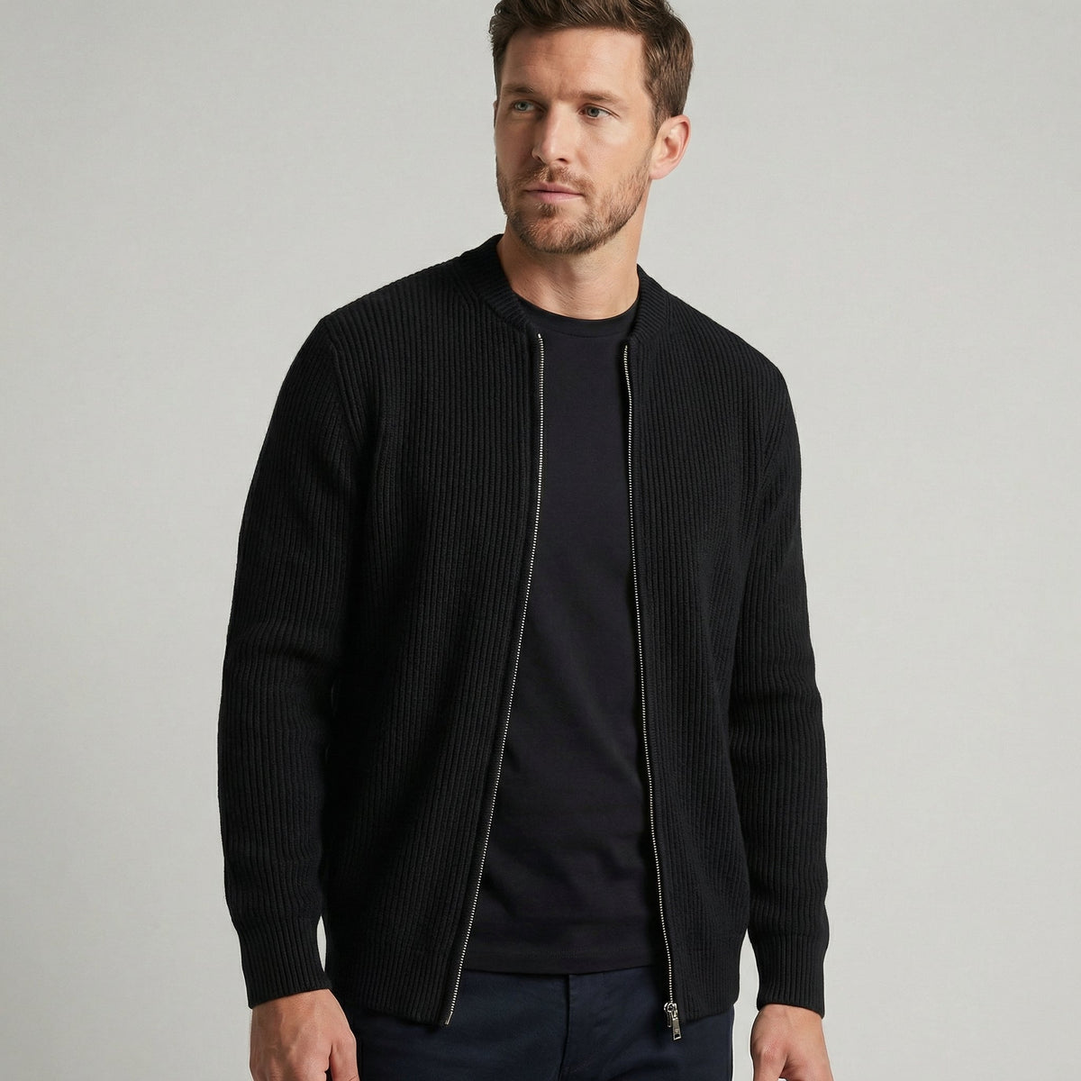 Herren-Strickjacke mit Reißverschluss