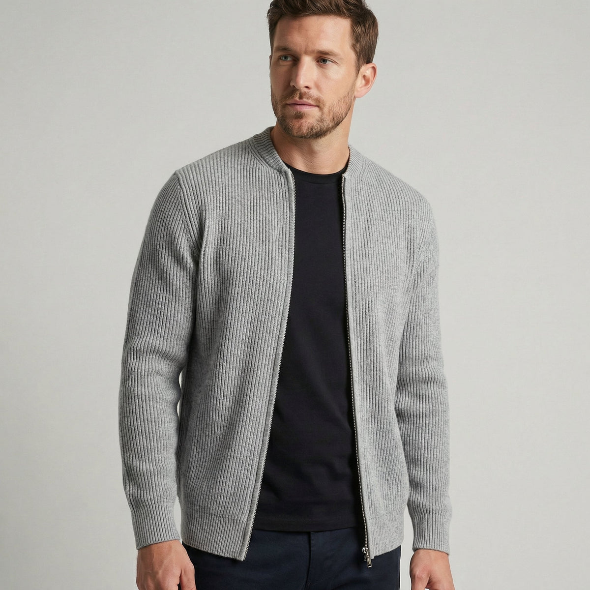 Herren-Strickjacke mit Reißverschluss