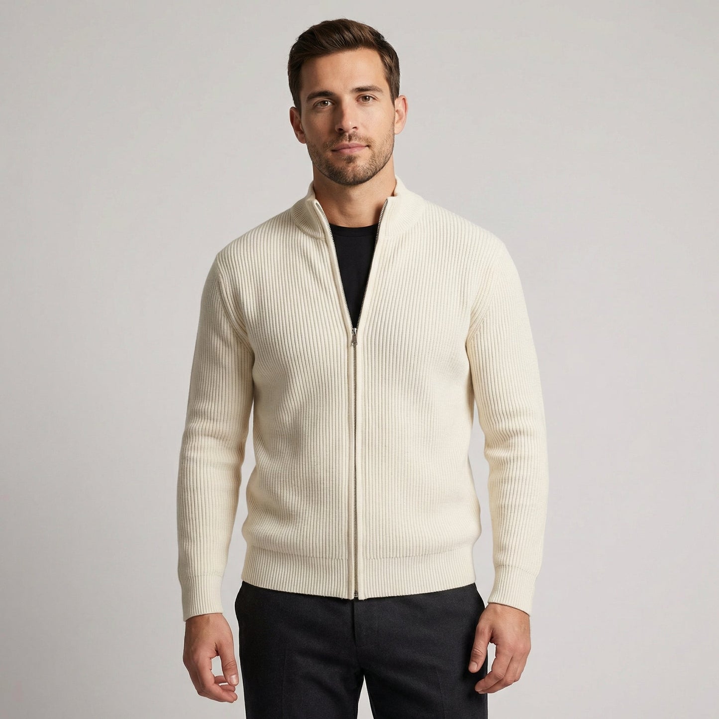 Herren-Strickjacke mit Reißverschluss