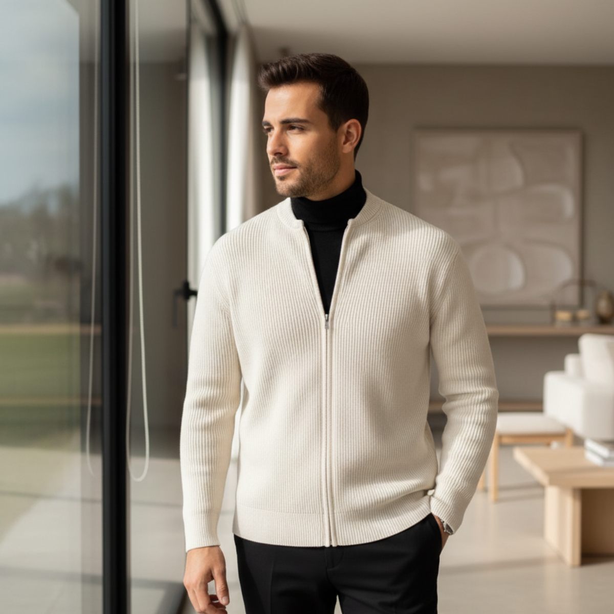 Herren-Strickjacke mit Reißverschluss