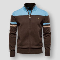 Herren-Strickjacke mit Reißverschluss im Color-Blocking-Design