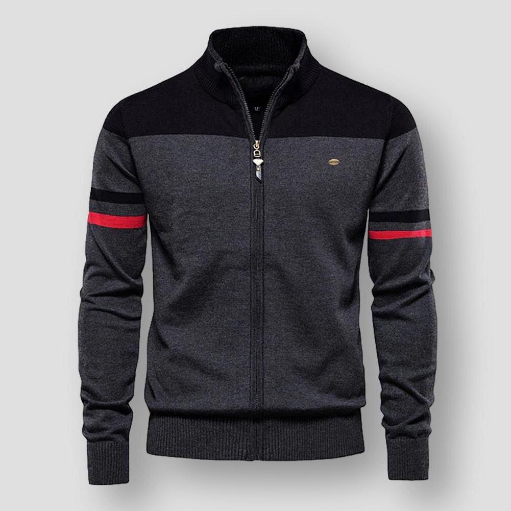 Herren-Strickjacke mit Reißverschluss im Color-Blocking-Design