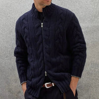 Herren-Strickjacke mit Reißverschluss und Zopfmuster
