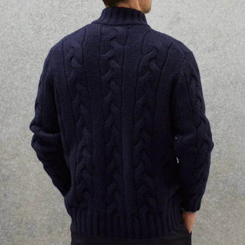 Herren-Strickjacke mit Reißverschluss und Zopfmuster