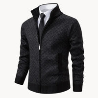 Herren-Strickjacke mit Stehkragen und durchgehendem Reißverschluss