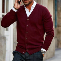 Herren-Strickjacke mit V-Ausschnitt und Knöpfen