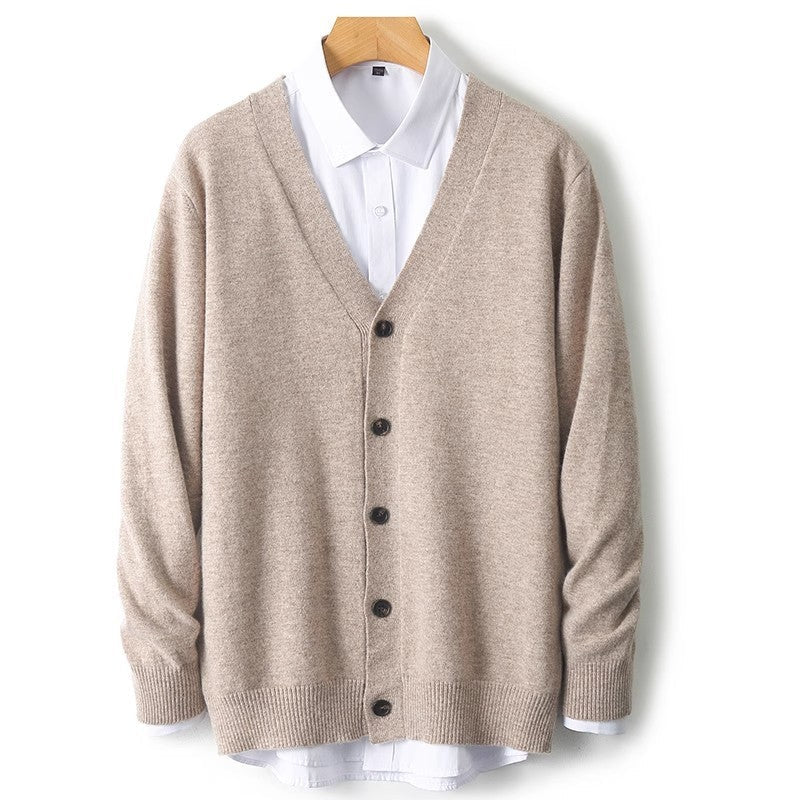 Herren-Strickjacke mit V-Ausschnitt und Knopfleiste