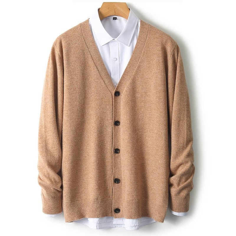 Herren-Strickjacke mit V-Ausschnitt und Knopfleiste
