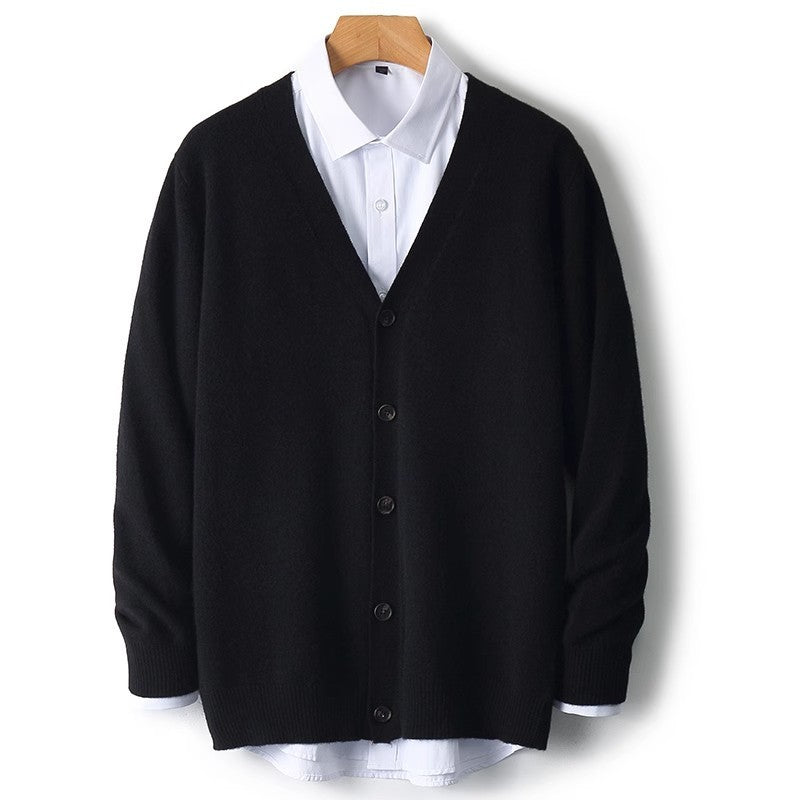 Herren-Strickjacke mit V-Ausschnitt und Knopfleiste