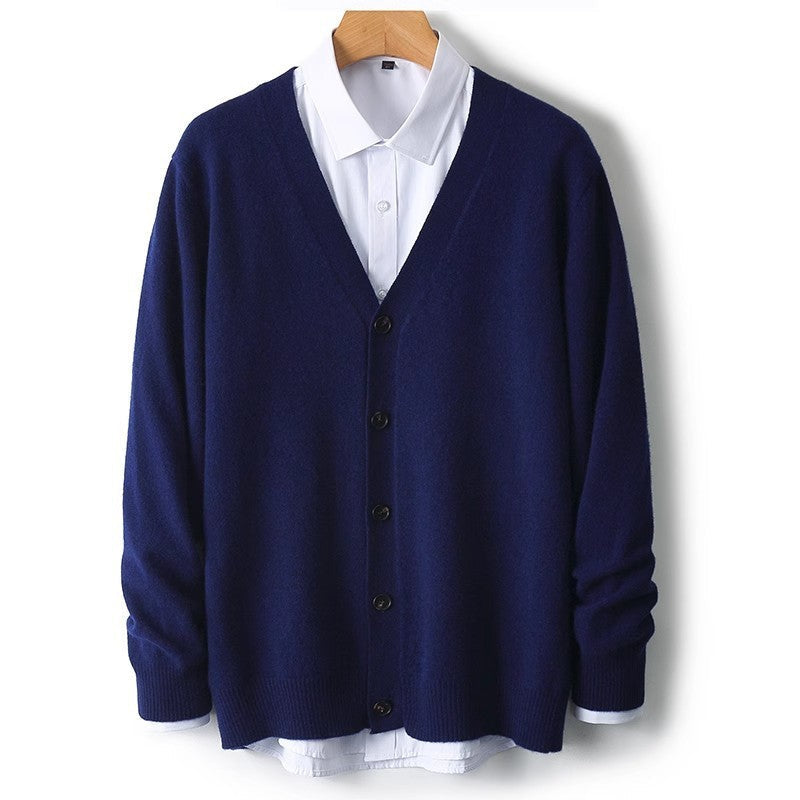 Herren-Strickjacke mit V-Ausschnitt und Knopfleiste
