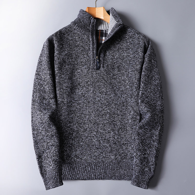 Herren-Strickpullover aus Rippstrick mit Reißverschluss