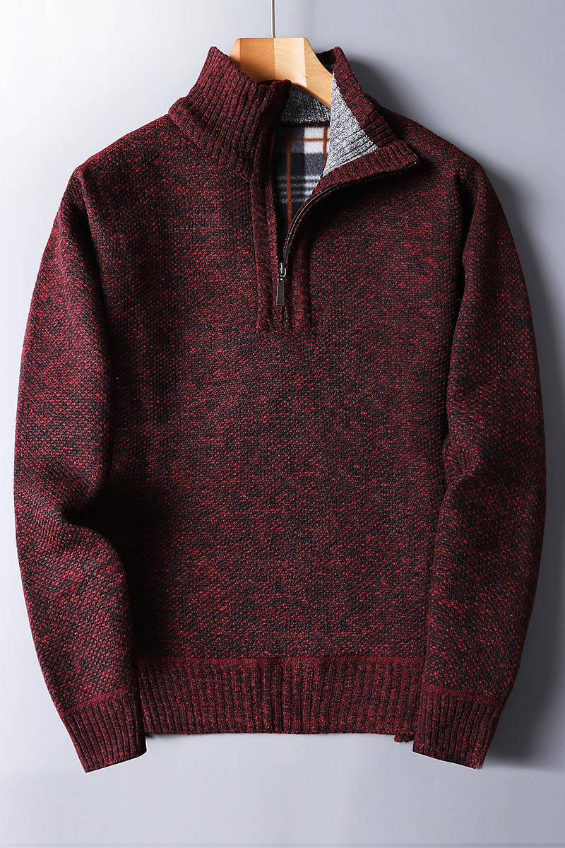 Herren-Strickpullover aus Rippstrick mit Reißverschluss
