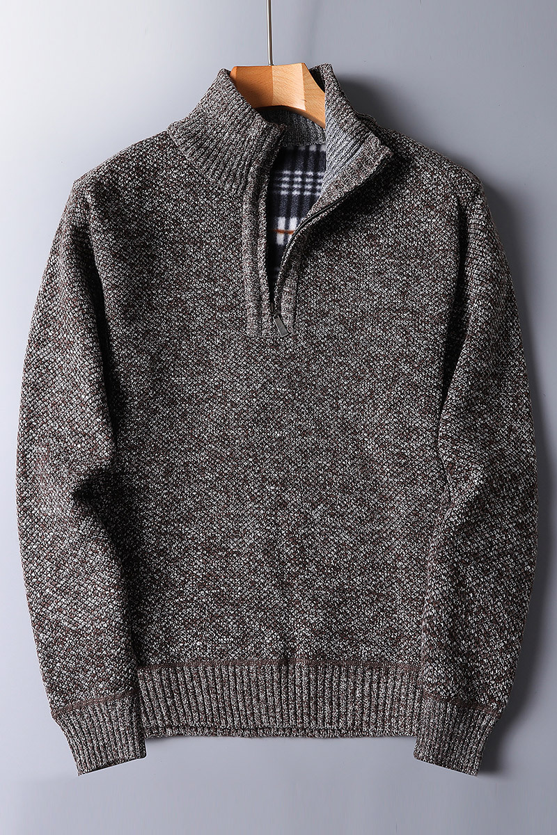 Herren-Strickpullover aus Rippstrick mit Reißverschluss