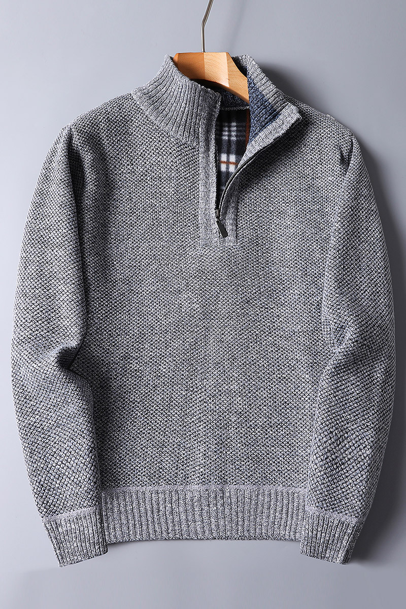 Herren-Strickpullover aus Rippstrick mit Reißverschluss