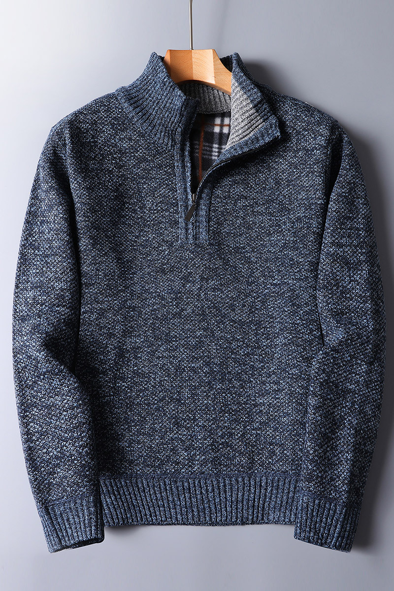 Herren-Strickpullover aus Rippstrick mit Reißverschluss