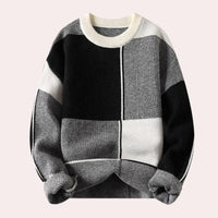 Herren-Strickpullover im Color-Block-Design mit Rundhalsausschnitt