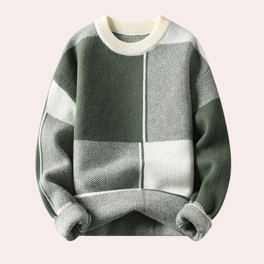 Herren-Strickpullover im Color-Block-Design mit Rundhalsausschnitt