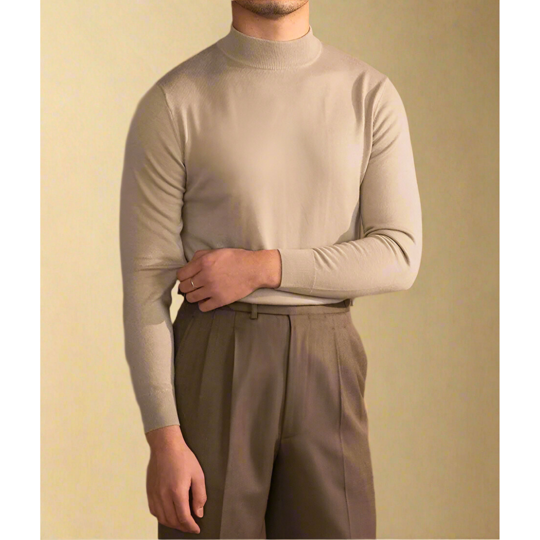 Herren-Strickpullover im Slim Fit mit Stehkragen