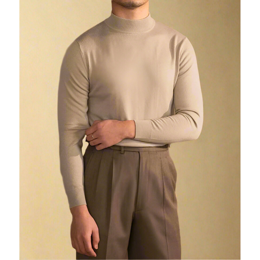 Herren-Strickpullover im Slim Fit mit Stehkragen