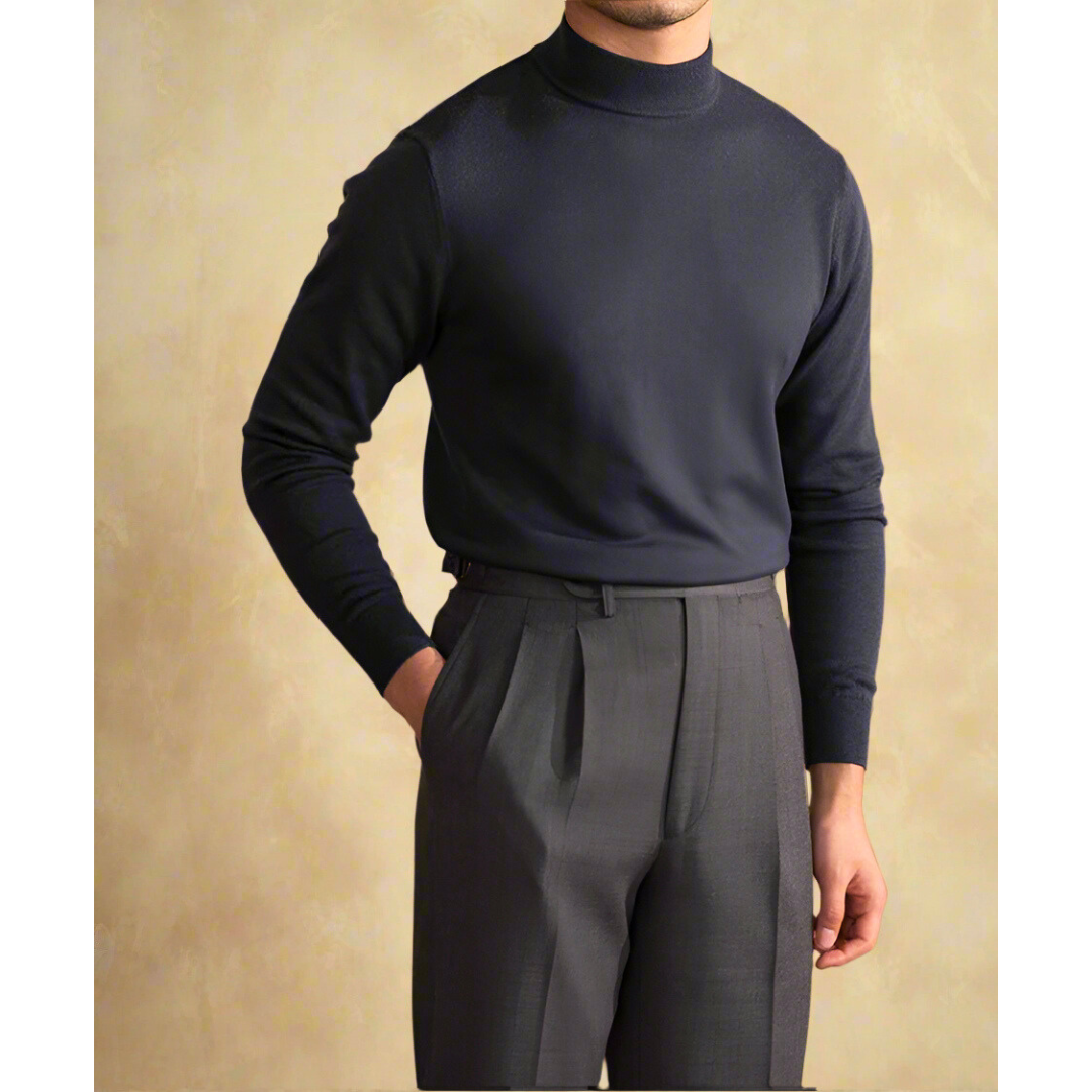 Herren-Strickpullover im Slim Fit mit Stehkragen