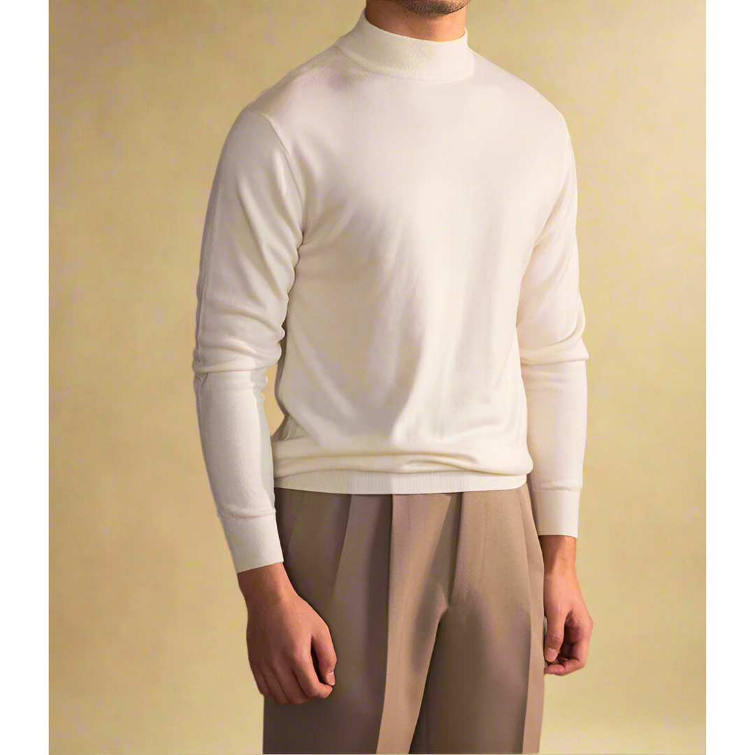 Herren-Strickpullover im Slim Fit mit Stehkragen