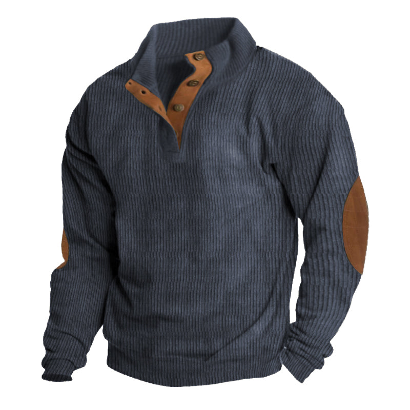Herren-Strickpullover mit halber Knopfleiste