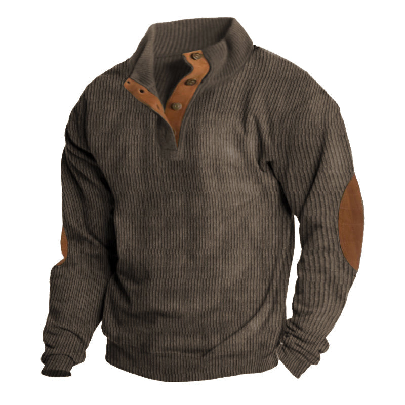 Herren-Strickpullover mit halber Knopfleiste