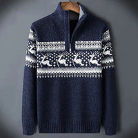 Herren-Strickpullover mit Half-Zip und Fair-Isle-Muster