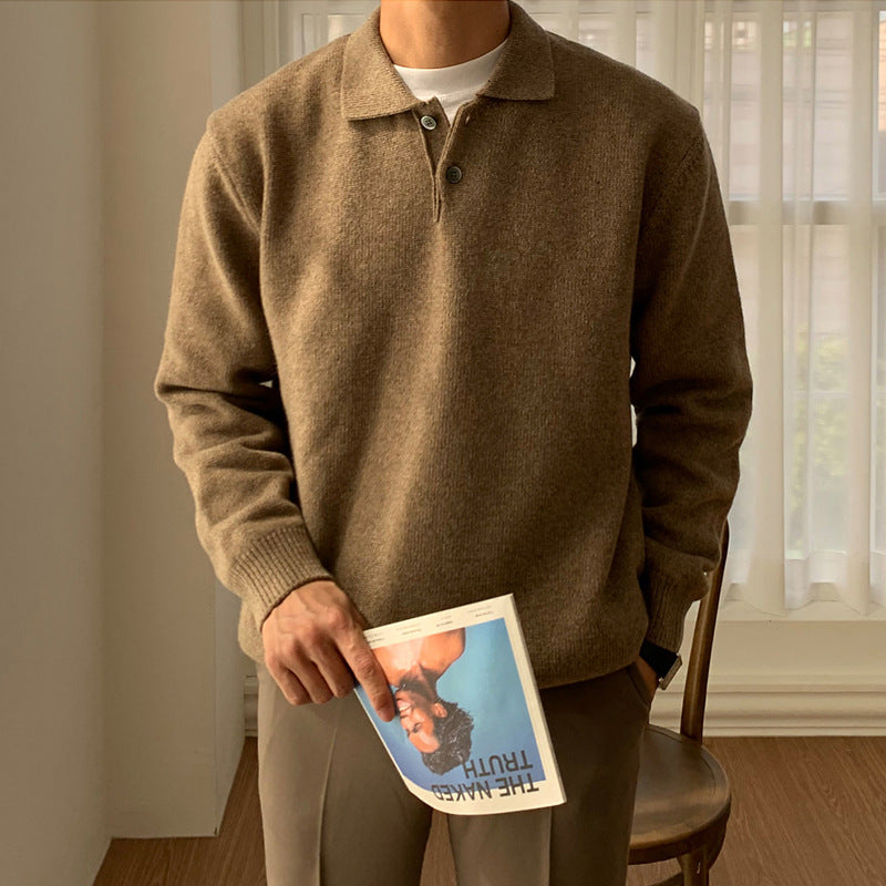 Herren-Strickpullover mit Knöpfen