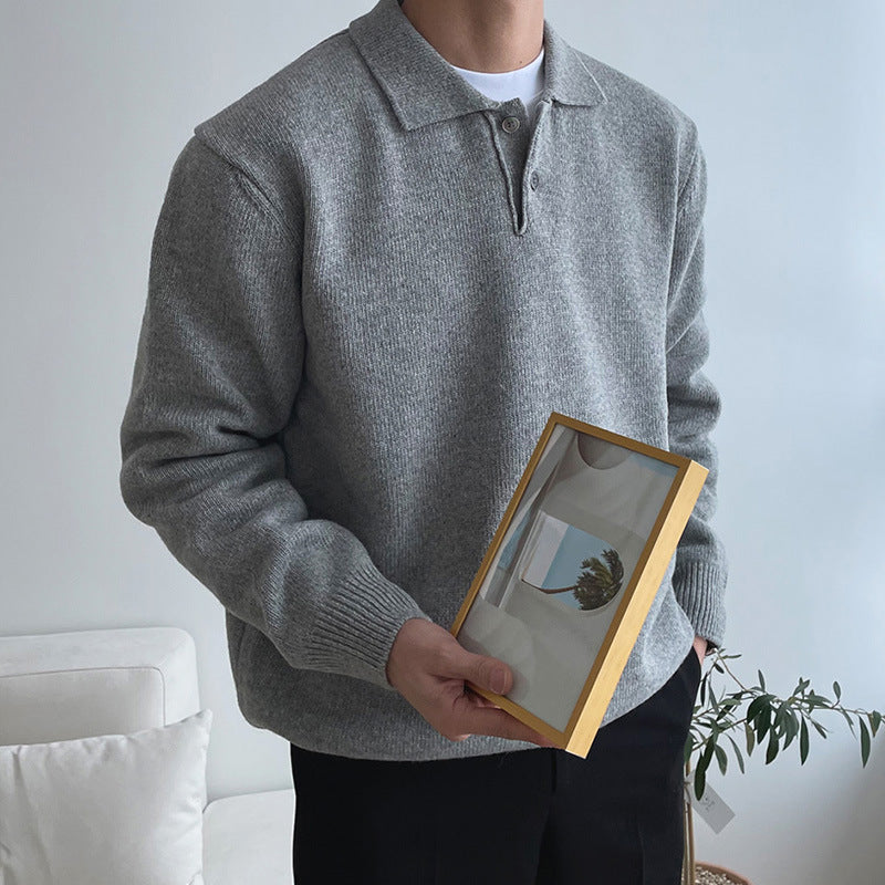 Herren-Strickpullover mit Knöpfen