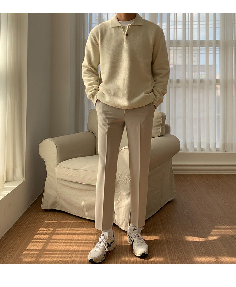 Herren-Strickpullover mit Knöpfen