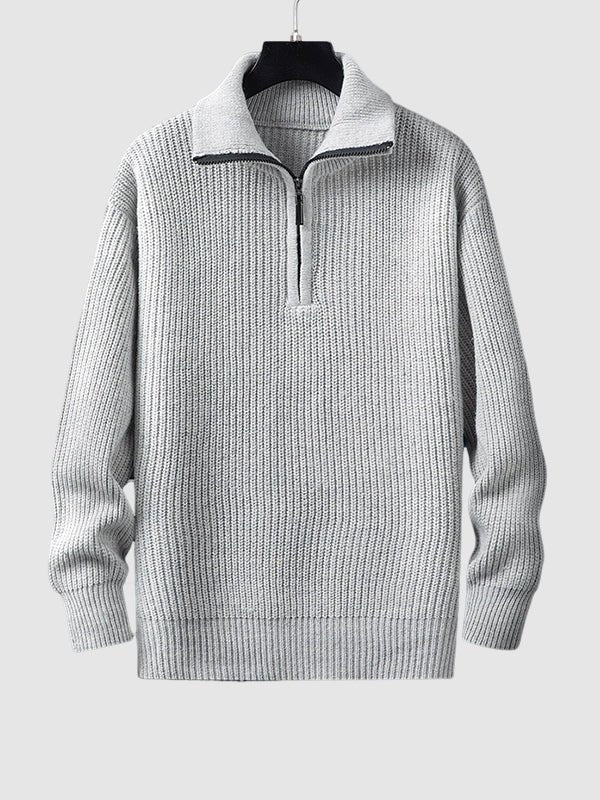 Herren-Strickpullover mit Rippmuster und Reißverschluss