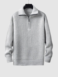 Herren-Strickpullover mit Rippmuster und Reißverschluss