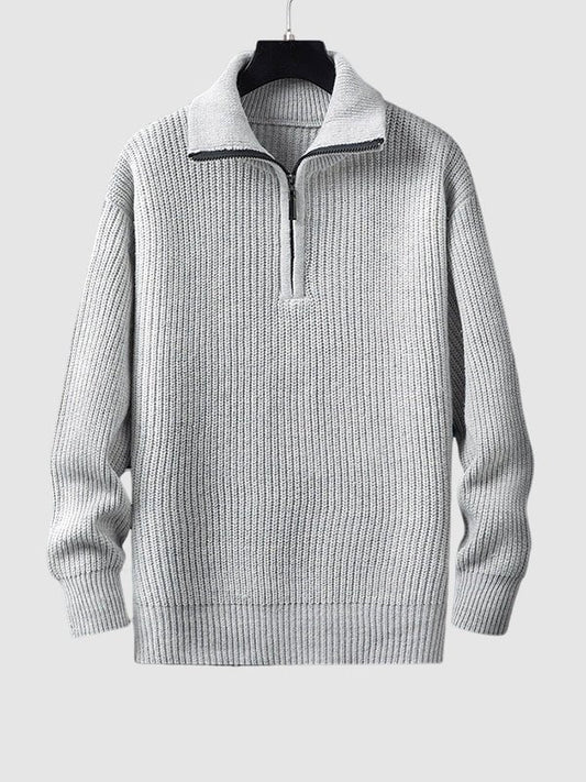 Herren-Strickpullover mit Rippmuster und Reißverschluss