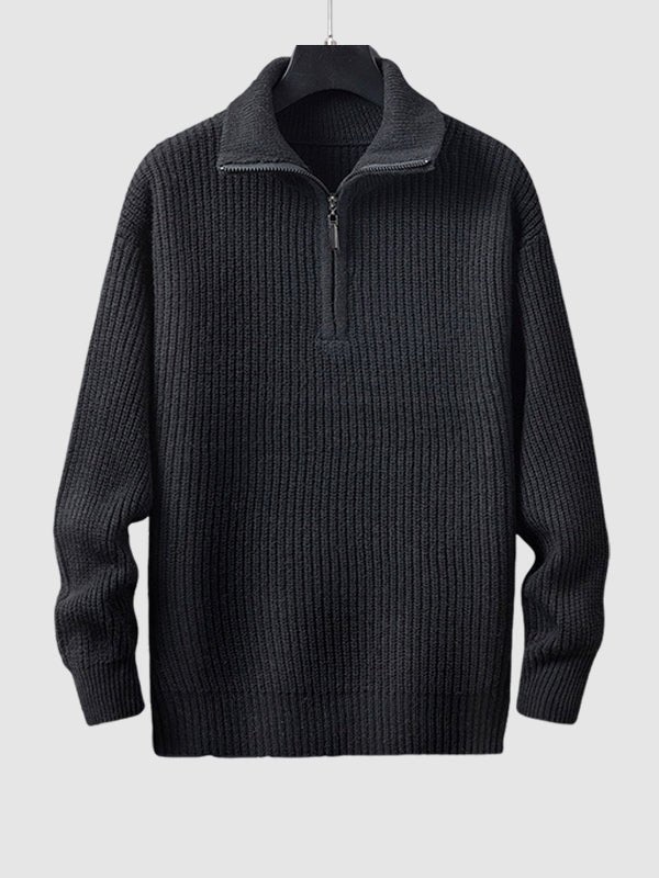 Herren-Strickpullover mit Rippmuster und Reißverschluss
