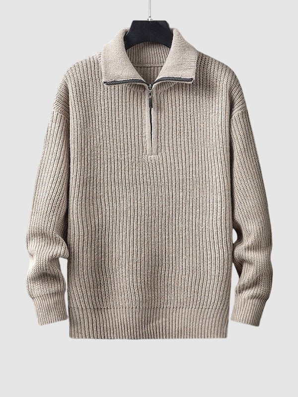 Herren-Strickpullover mit Rippmuster und Reißverschluss