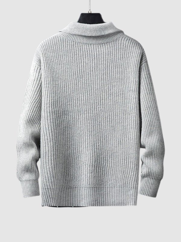 Herren-Strickpullover mit Rippmuster und Reißverschluss