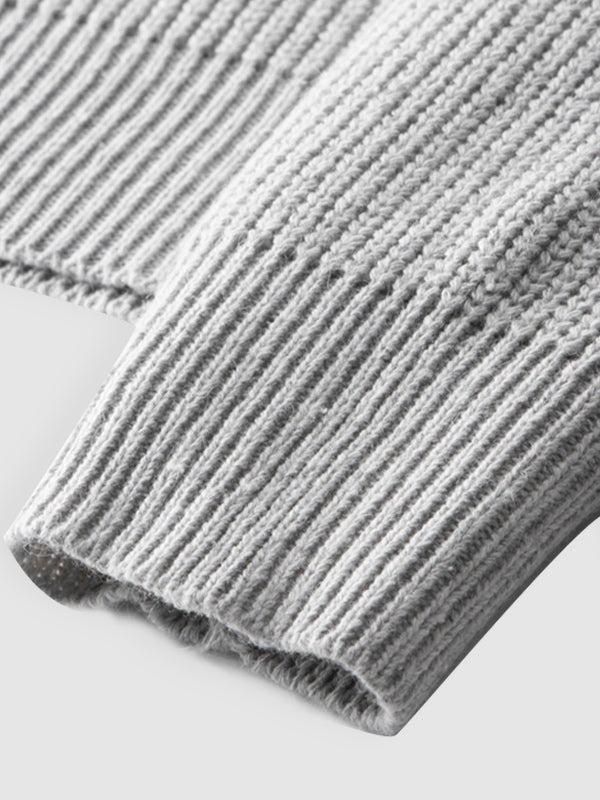 Herren-Strickpullover mit Rippmuster und Reißverschluss