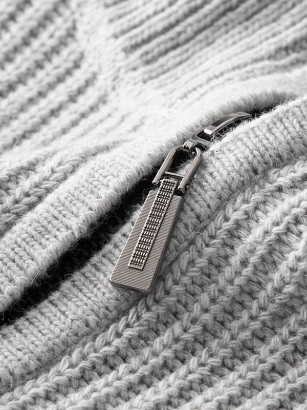 Herren-Strickpullover mit Rippmuster und Reißverschluss