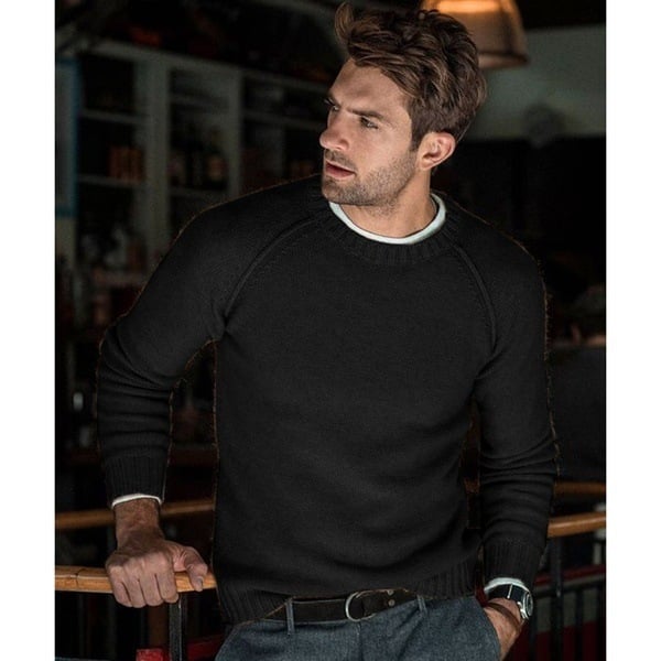 Herren-Strickpullover mit Rundhalsausschnitt