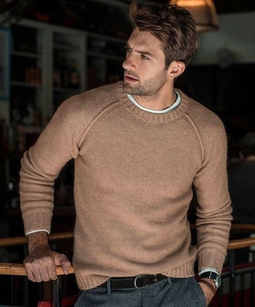 Herren-Strickpullover mit Rundhalsausschnitt